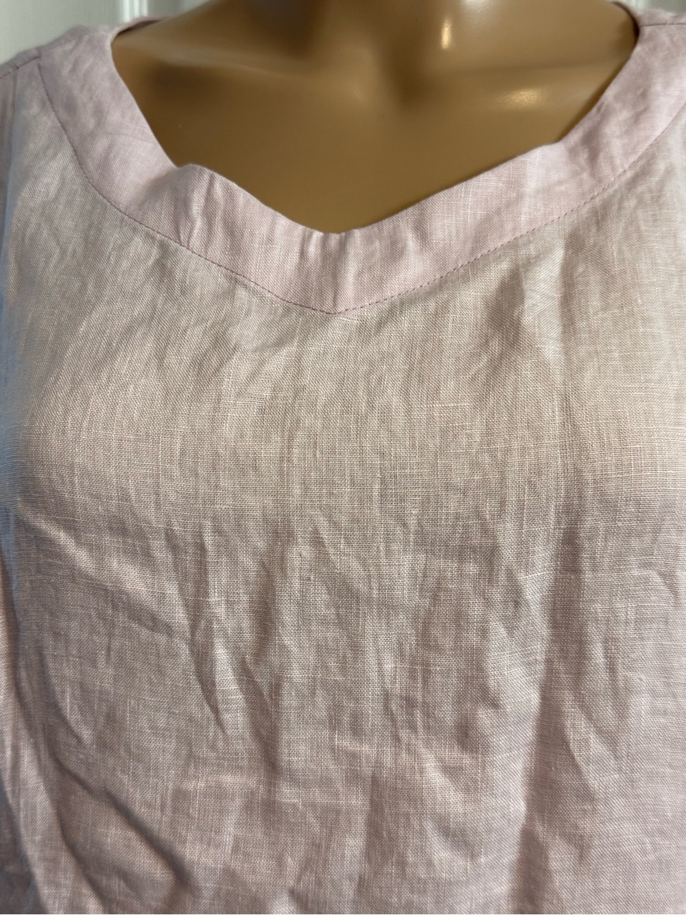 Lintico Pink Linen V-Neck Cap Sleeve Fit and Flare Midi Dress Womens XL - Picture 6 of 15
